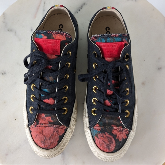 Converse Women's Black & Red Floral Low Top Sneakers - Picture 4 of 14